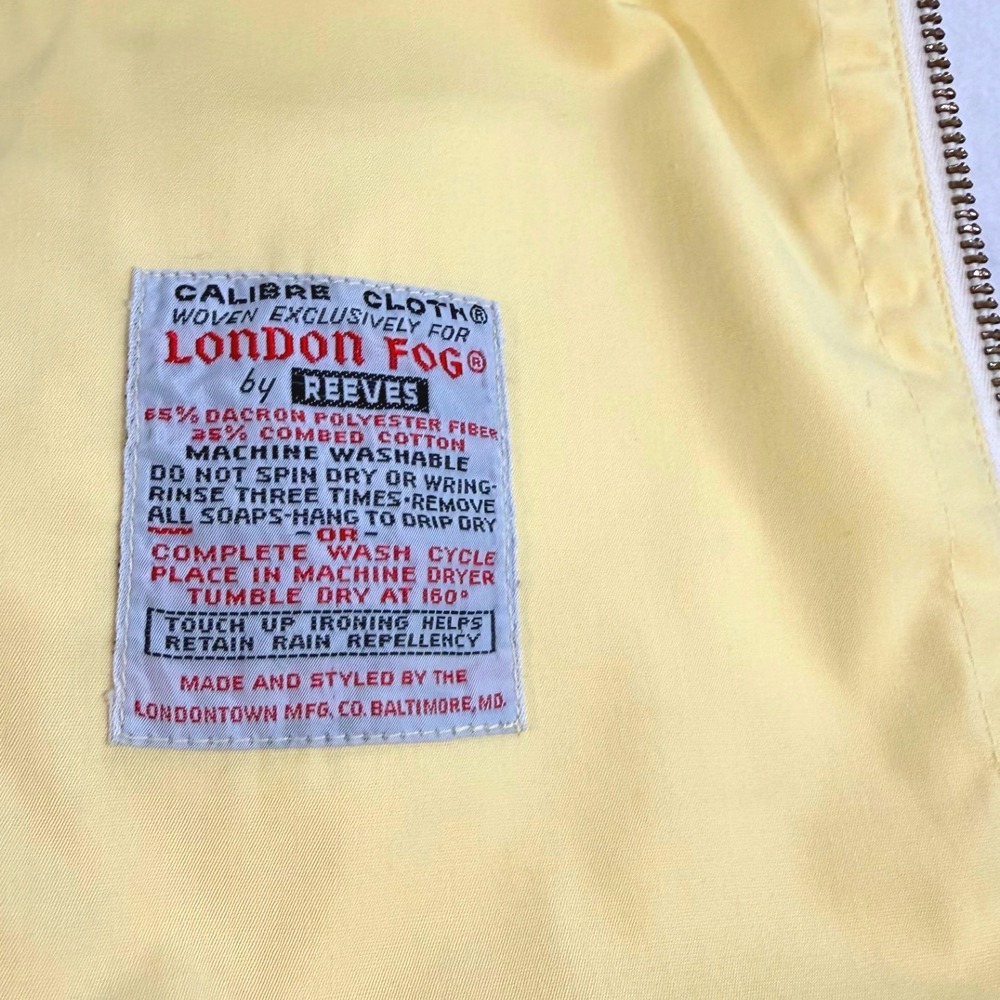 Vintage 60s 70s London Fog Harrington Jacket Yellow Ivory Talon Zip Size 40 Reg - Picture 5 of 10